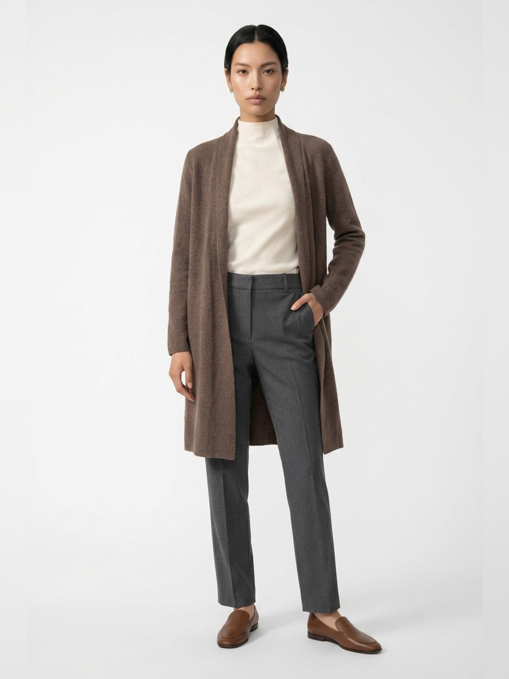 Babaton Merino Wool Longline Open Cardigan Size Small